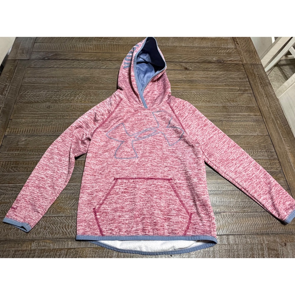 Under Armour Hoodie Kids Small Pink Pullover Preloved - Picture 2 of 9